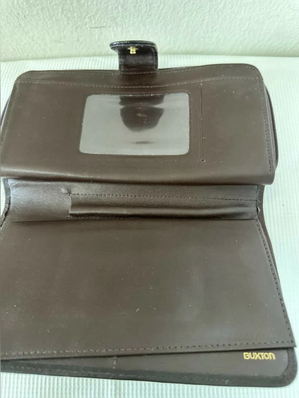 Buxton Leather Checkbook Keeper Wallet Velvet Tough Cowhide Exterior